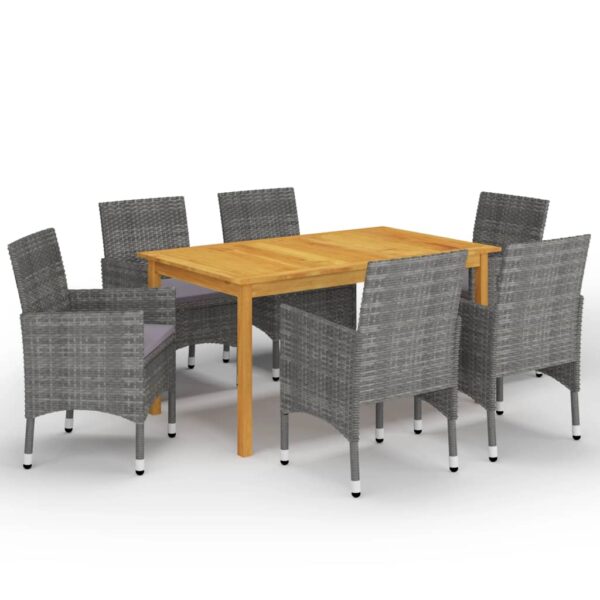 vidaXL 7 Piece Patio Dining Set Gray