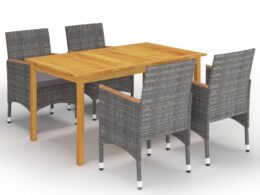 vidaXL 5 Piece Patio Dining Set Gray