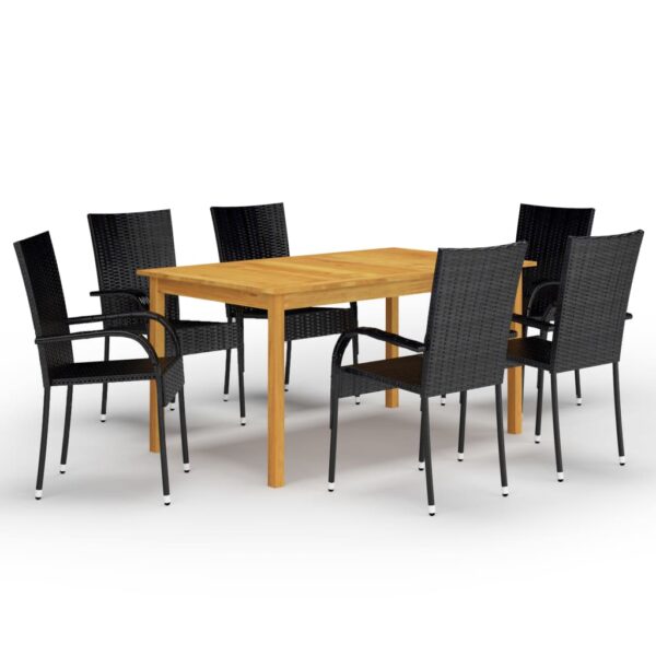 vidaXL 7 Piece Patio Dining Set Black