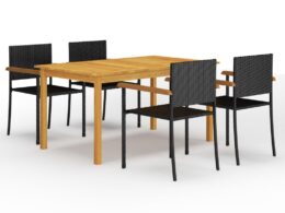 vidaXL 5 Piece Patio Dining Set Black