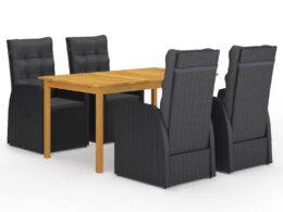 vidaXL 5 Piece Patio Dining Set Black