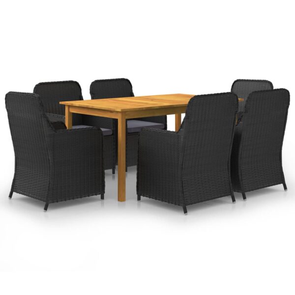 vidaXL 7 Piece Patio Dining Set Black