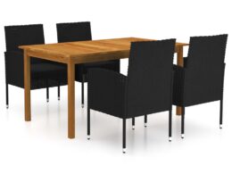 vidaXL 5 Piece Patio Dining Set Black
