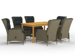 vidaXL 7 Piece Patio Dining Set Brown