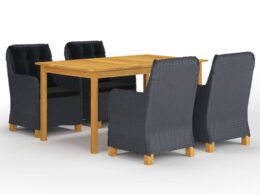 vidaXL 5 Piece Patio Dining Set Dark Gray