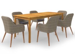 vidaXL 7 Piece Patio Dining Set Brown