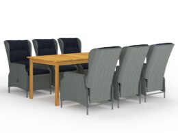 vidaXL 7 Piece Patio Dining Set Light Gray