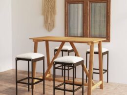 vidaXL 5 Piece Patio Bar Set with Cushions Brown