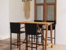 vidaXL 5 Piece Patio Bar Set Black