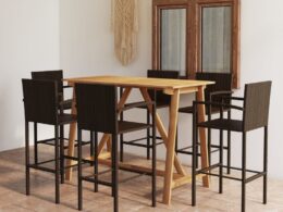 vidaXL 7 Piece Patio Bar Set Brown
