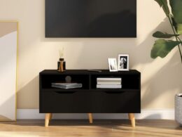 vidaXL TV Stand Black 35.4"x15.7"x19.1" Engineered Wood