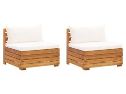 vidaXL 2-Seater Patio Sofa with Cushions Solid Acacia Wood