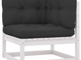 vidaXL Patio Corner Sofa with Anthracite Cushions Solid Pinewood