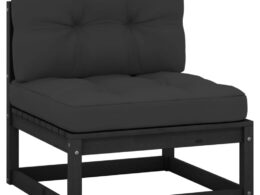 vidaXL Patio Middle Sofa with Anthracite Cushions Solid Pinewood