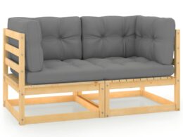 vidaXL Patio 2-Seater Sofa with Cushions Solid Wood Pine