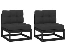 vidaXL Patio Middle Sofas with Anthracite Cushions 2 pcs Solid Pinewood