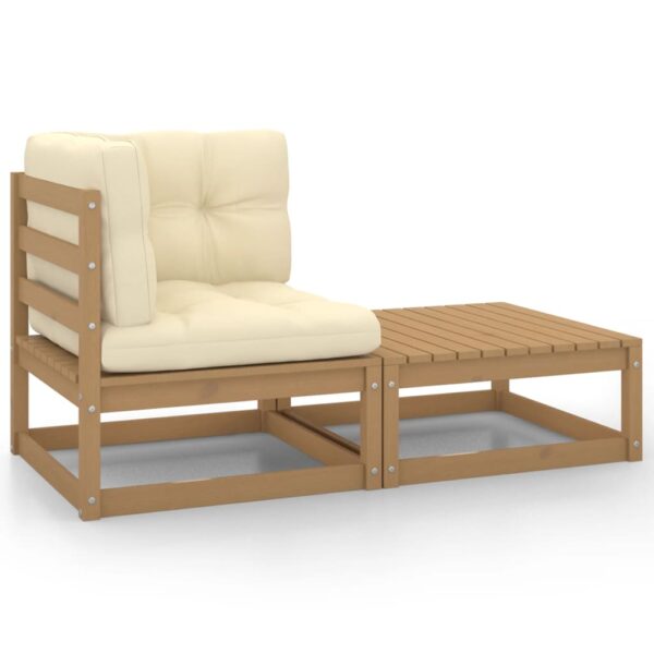 vidaXL 2 Piece Patio Lounge Set with Cushions Honey Brown Pinewood