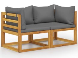 vidaXL 2-seater Patio Bench with Dark Gray Cushions