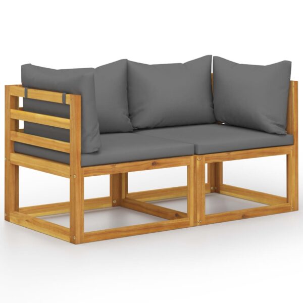 vidaXL 2-seater Patio Bench with Dark Gray Cushions