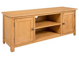 vidaXL TV Stand 43.3"x13.8"x17.3" Solid Oak Wood