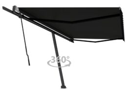 vidaXL Freestanding Manual Retractable Awning 196.9"x118.1" Anthracite