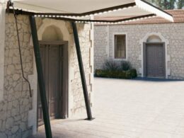 vidaXL Manual Retractable Awning with LED 9.8'x8.2' Cream