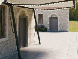 vidaXL Manual Retractable Awning with LED 13.1'x9.8' Cream