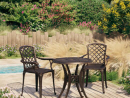 vidaXL 3 Piece Bistro Set Cast Aluminum Bronze
