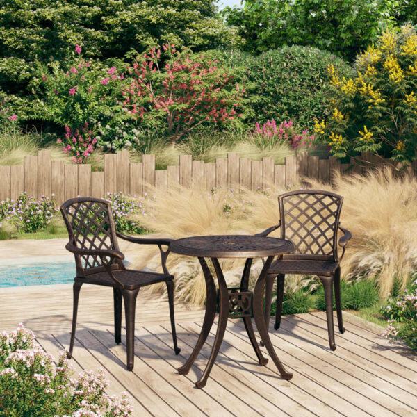 vidaXL 3 Piece Bistro Set Cast Aluminum Bronze