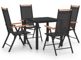 vidaXL 5 Piece Patio Dining Set Aluminum Black
