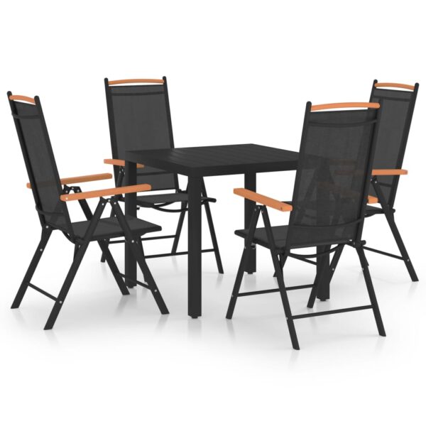 vidaXL 5 Piece Patio Dining Set Aluminum Black