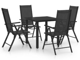 vidaXL 5 Piece Patio Dining Set Aluminum Black
