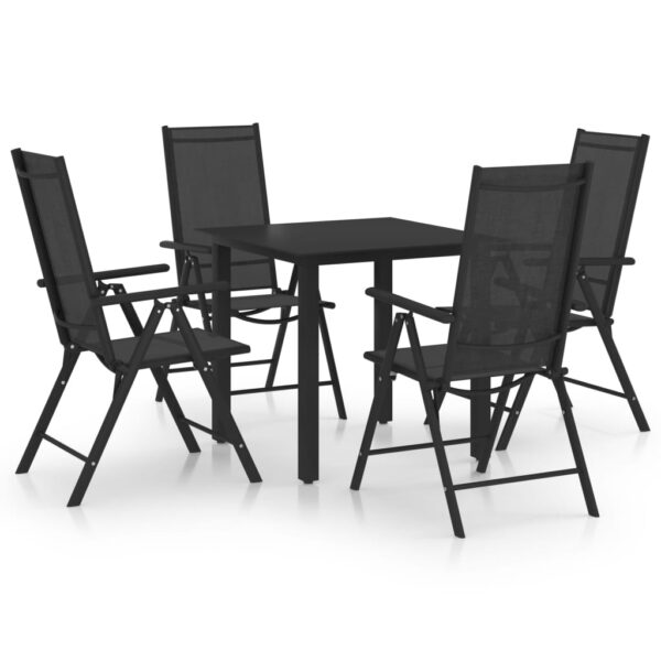vidaXL 5 Piece Patio Dining Set Aluminum Black
