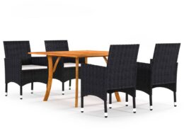 vidaXL 5 Piece Patio Dining Set Black