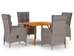 vidaXL 5 Piece Patio Dining Set Gray