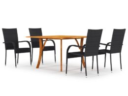 vidaXL 5 Piece Patio Dining Set Black