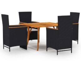 vidaXL 5 Piece Patio Dining Set Black