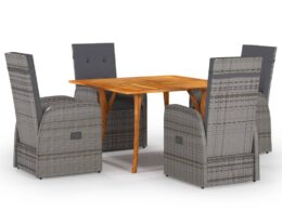 vidaXL 5 Piece Patio Dining Set Gray