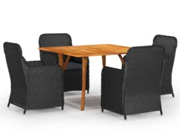 vidaXL 5 Piece Patio Dining Set Black