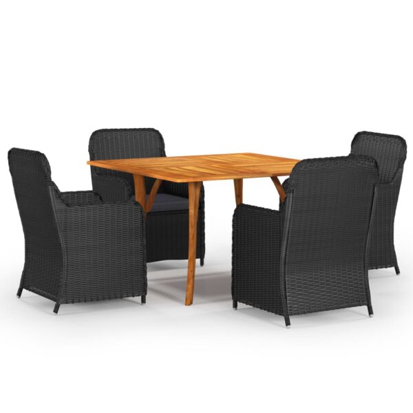 vidaXL 5 Piece Patio Dining Set Black