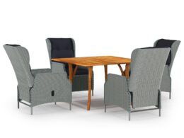 vidaXL 5 Piece Patio Dining Set Light Gray