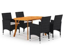 vidaXL 5 Piece Patio Dining Set Black