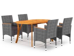 vidaXL 5 Piece Patio Dining Set Gray