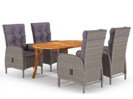 vidaXL 5 Piece Patio Dining Set Gray