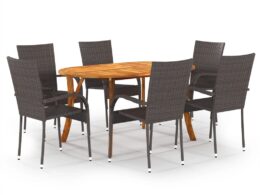 vidaXL 7 Piece Patio Dining Set Brown