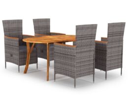 vidaXL 5 Piece Patio Dining Set Gray