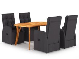 vidaXL 5 Piece Patio Dining Set Black