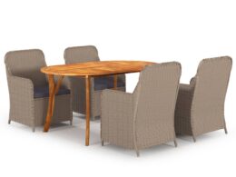 vidaXL 5 Piece Patio Dining Set Brown