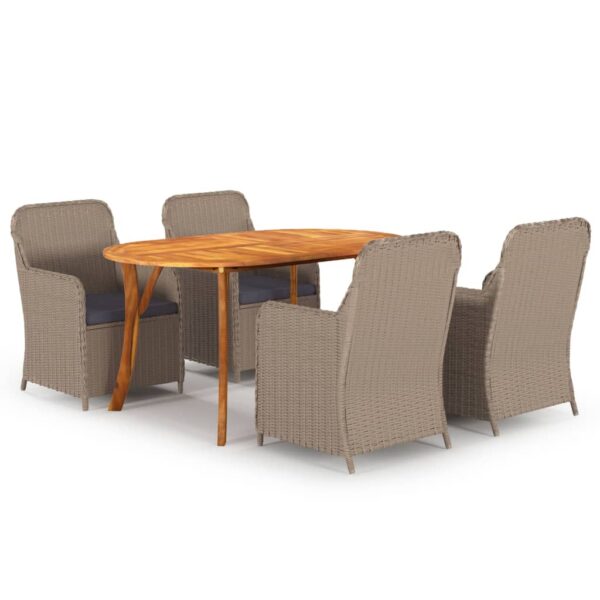 vidaXL 5 Piece Patio Dining Set Brown