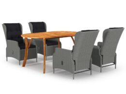 vidaXL 5 Piece Patio Dining Set Light Gray